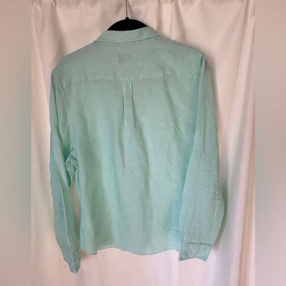 UNTUCKit Linen Long Sleeve Button Up Shirt, Women's Size 14, Mint Green - Picture 2 of 10